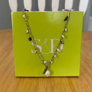 Stella and Dot Silver and Pearl Lariat Necklace - New